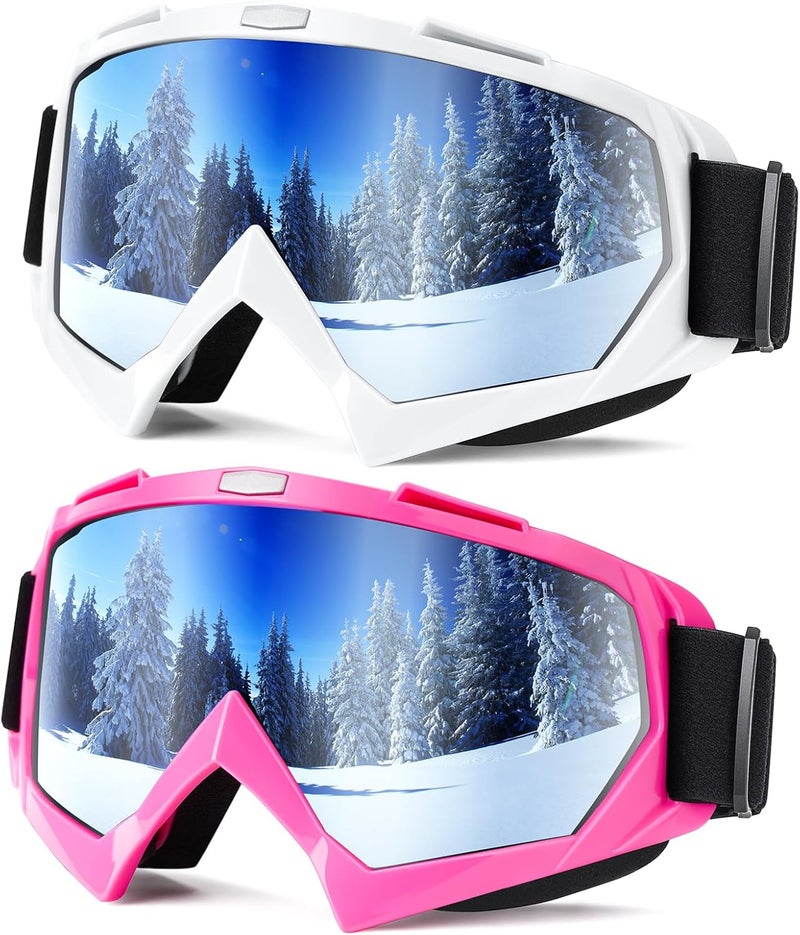 Braylin Adult Ski Goggles, 2-Pack Snowboard Goggles for Youth, Teens, Men & Women, Wide View Snowmobile Goggles - Image 1